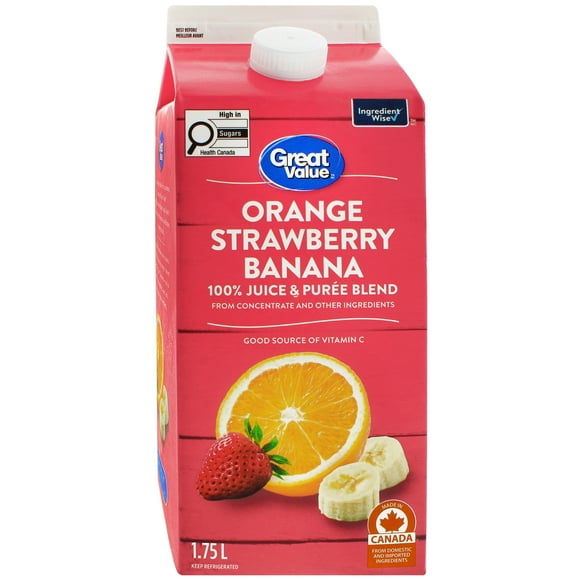 Great Value Orange Strawberry Banana 100% Juice & Purée Blend from Concentrate and Other Ingredients