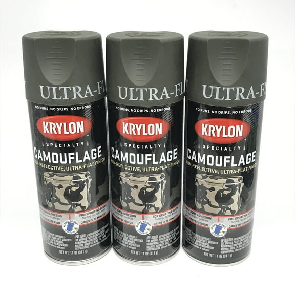 KRYLON 4293-3 PACK OLIVE Camouflage Non-Reflective Ultra-Flat Finish Spray Paint-  11 oz Aerosol