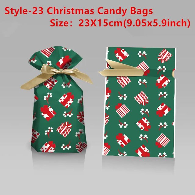 Bolsa de regalo de Papá Noel de 10 piezas, bolsa de dulces, crujiente copo de nieve, bolsa con cordón, decoraciones de Feliz Navidad para el hogar, regalos de Año Nuevo 2024