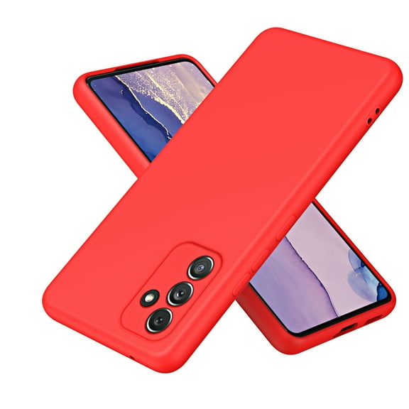 Jiahe Cover for Samsung Galaxy A52, Slim Shockproof Liquid Silicone Rubber Case,Camera Lens Protector Anti-Scratch Lightweight Anti-fingerprint Case Cover, red