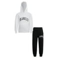 thumbnail image 3 of ZDHoor Boys Girls 2 Pieces Tracksuit Sweatsuit Hooded Pullover Sweatshirt with Sweatpants Jogger Set White&Black 5-6, 3 of 6