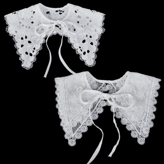 2 piezas, 2 estilos, cuello de encaje desmontable, cuello falso decorativo, adorno, aplique bordado en el escote