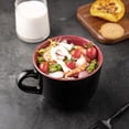 thumbnail image 4 of AmorArc Ceramic Soup Mugs with Lid, 24 oz Soup Cups with Hanlde for Coffee,Cereal,Salad,Noodles,Tea,Soup Bowls Cups,Microwave &Dishwasher Safe, Set of 4, Red with Vented lid, 4 of 7