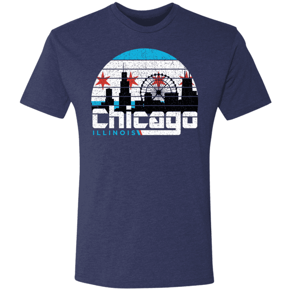 City of Chicago Skyline Sunset Tri-Blend Tee by ThirtyFive55