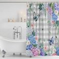 thumbnail image 3 of Watercolor Flowers Shower Curtain, Spring Butterflies Floral Gray Plaid Washable Shower Curtains for Bathroom Bathtubs, Waterproof Quick-Dry Bath Curtain with Hooks & Grommets, Stall 36"x78", 3 of 9