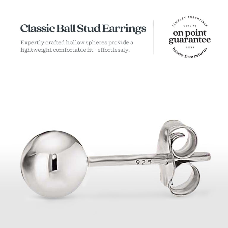 Kezef 925 Sterling Silver Ball Stud Earring 3-Size Set photo 3