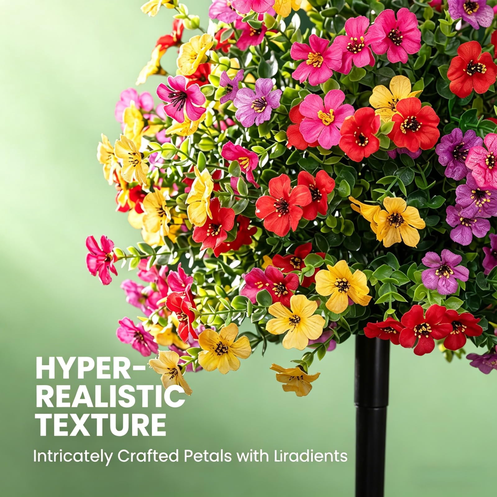 UV Resistant Artificial Outdoor Flowers 22 inch lifelike petunia design fade resistant material with stakes for garden yard porch spring summer decor