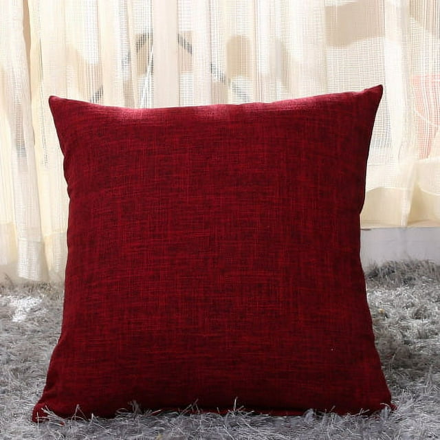 Nvzi fundas de almohada de lino grueso con estampado verde, funda de almohada colorida, ilumina el paisaje de tu dormitorio 15,75 x 15,75 pulgadas (rojo vino)