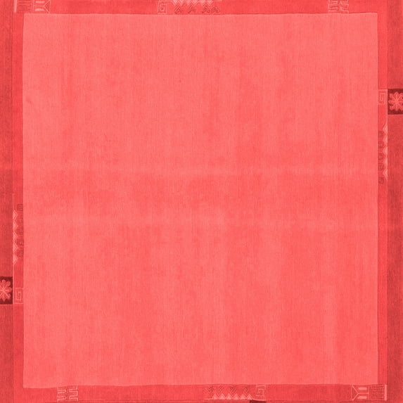 Ahgly Company Machine Washable Indoor Square Abstract Red Modern Area Rugs, 3' Square