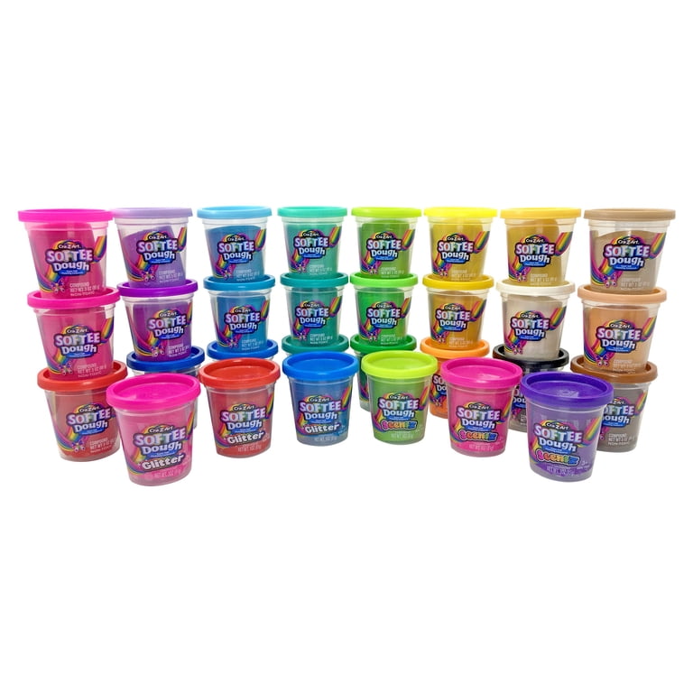 Softee Dough 9-Pack Party Set – Soft, Non-Toxic Modeling Compound For Kids – Reusable Cups, 9 Colors