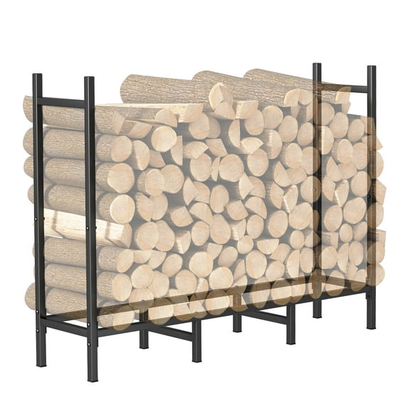 Three-Section Firewood Rack - Black