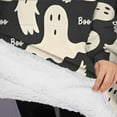 thumbnail image 3 of Oversized Wearable Blanket Hoodie,Halloween Ghost Boo Pattern Sherpa Blanket Hoodie with Super Pockets,Super Warm Fuzzy Pullover for Women & Men, 3 of 6