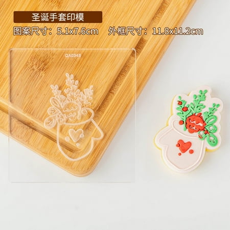 

Christmas Cookie Cutter Molds Acrylic Christmas Deer Santa Claus Snowman Cookie Press Stamp Embosser