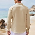 thumbnail image 4 of BKQCNKM Mens Shirts for Men's Casual Shirts Band Collar Long Sleeve Beach Hippie T Shirts Fashion Striped Shirts Mens T Shirt, Khaki S, 4 of 8