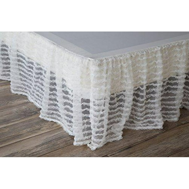 Gathered Lace Bed Skirt Twin White Mini Ruffle Walmart Com Walmart Com