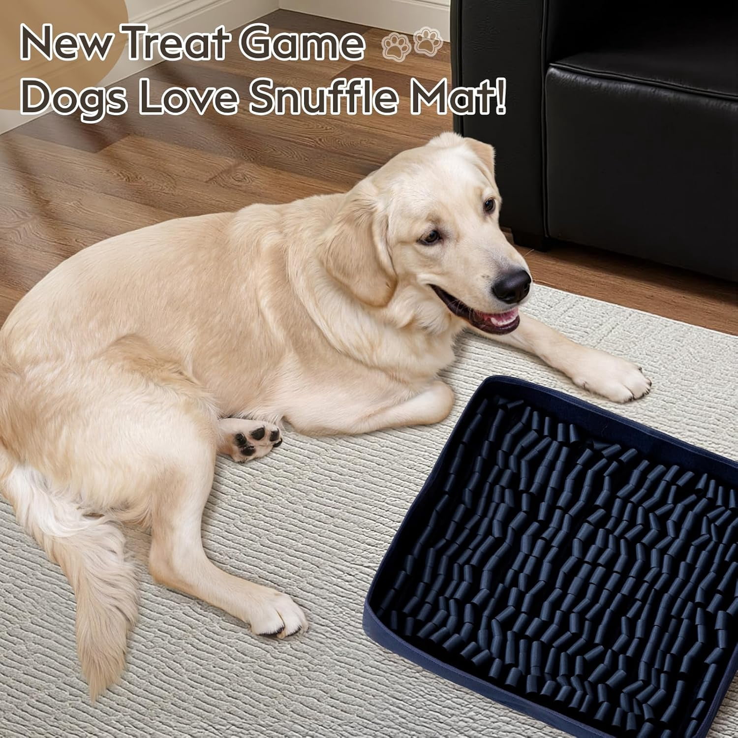 Snuffle Mat for Dogs - Interactive Puzzle Toy with Non-Slip Backing, Portable Sniffing Enrichment Mat, Easy to Store (14"x12", 1 Pack, Navy)