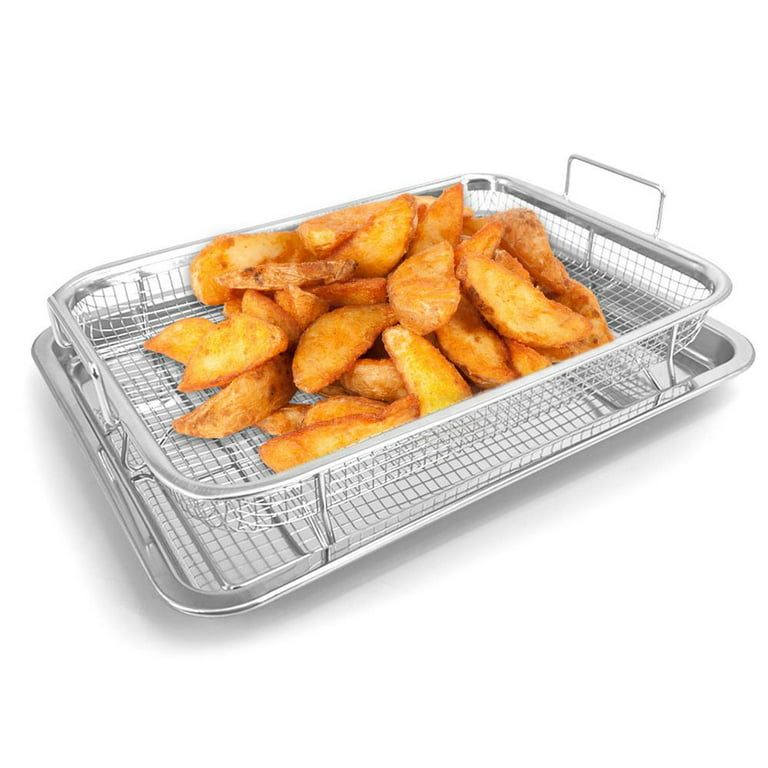 Non-Stick Oven Baking Tray, Air Fryer Crisper Basket with Elevated