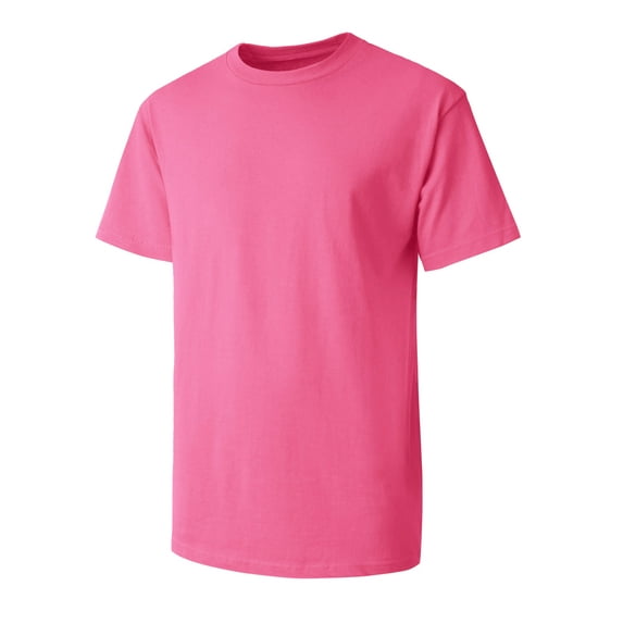 Ma Croix Mens Basic Crew Neck Tee Shirts Solid Plain (Medium, Hot Pink)