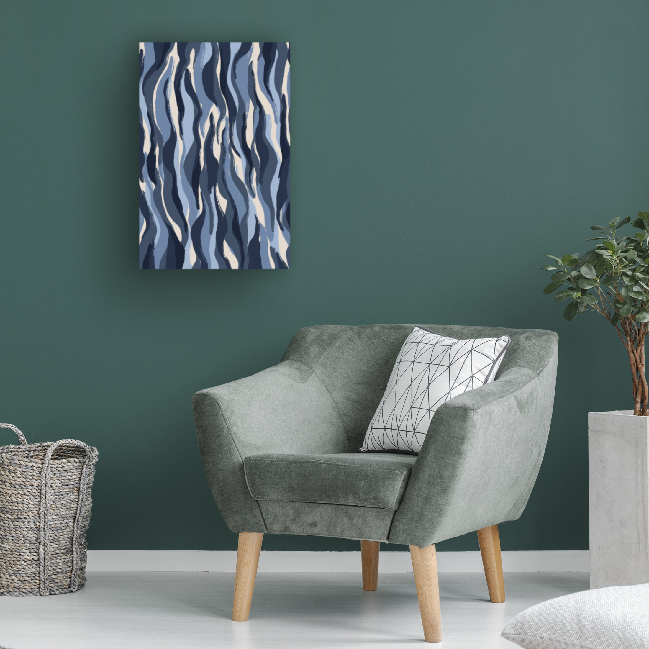 Canvas Wall Art - Treechild 'Blue Tiger Pattern' Wall Art for Living Room, Bedroom, or Office Décor by Trademark Fine Art - 30 x 47 Inches