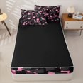 thumbnail image 4 of Homewish Modern Geometric Plaid Zipper Twin Comforter Sets with Fitted Sheet and 2 Pillowcases,Light Pink Zipper Bedding Set,Black Reversible,4pcs, 4 of 8