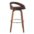 thumbnail image 1 of Maklaine 26" Modern Faux Leather & Wood Counter Stool in Brown/Walnut, 1 of 8