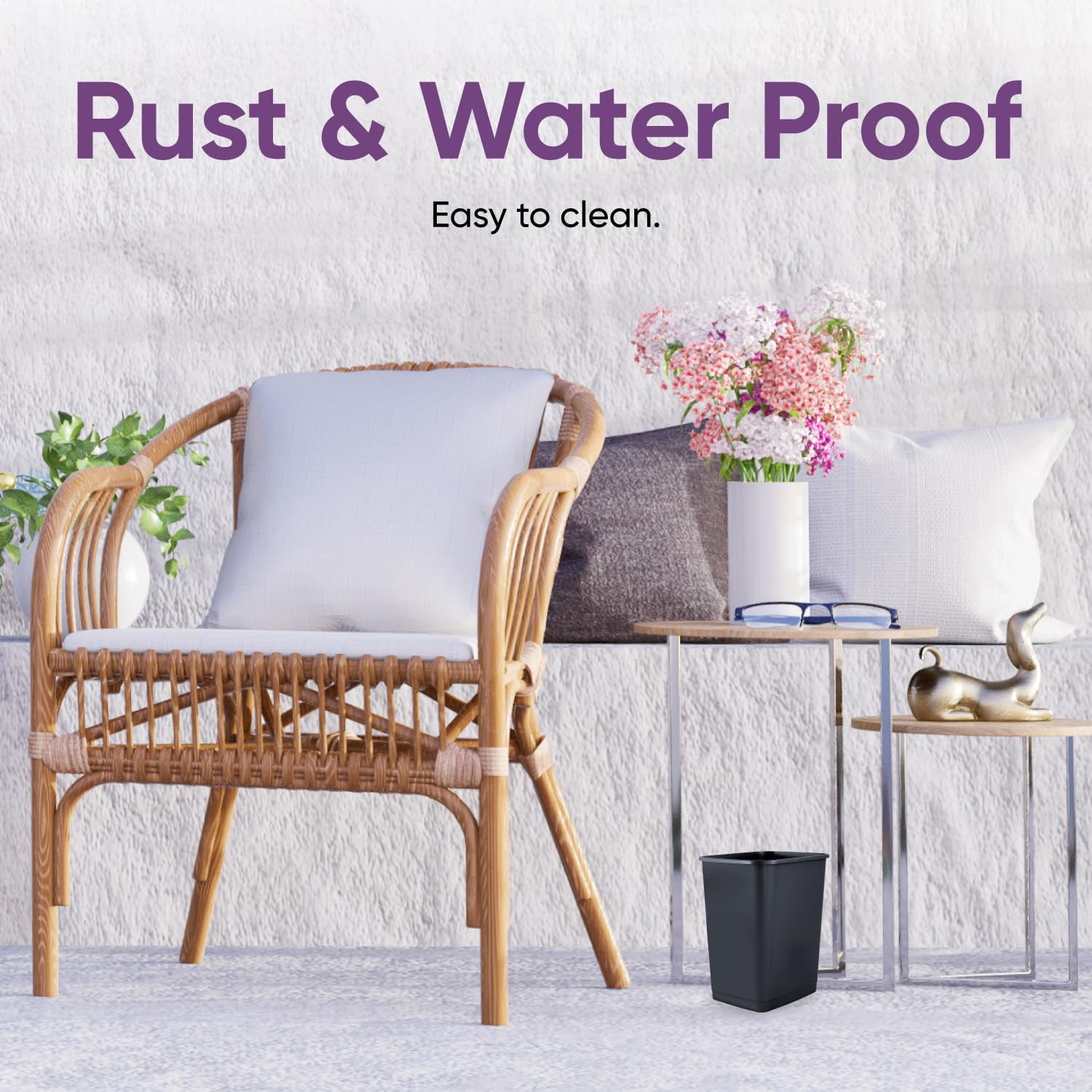 Superio Small 1.25 Gallon Plastic Trash Can, Waste Bin for Under Desk, Office, Bedroom, Bathroom- 5 Qt, (4, Dark Grey)