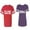 Men Red / Women Purple, variant on Clyde Bonnie Unisex Couple Matching Cotton Jersey style T-Shirt Contrasting stripes on sleeves (Men Red / Women Heather) (Men XXL / Women S)