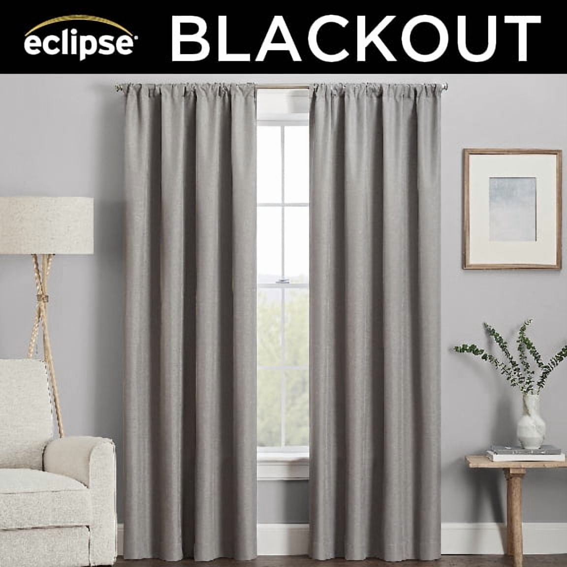 Eclipse Kendall Modern Blackout Curtains, 54 In Long x 42 In Wide, Grey, Sold as a Single Curtain Panel