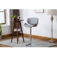thumbnail image 3 of Modern Contemporary Swivel Walnut Bentwood Lift Adjustable Height Bar Stool with Curved Seat and Back (Gray), 3 of 13