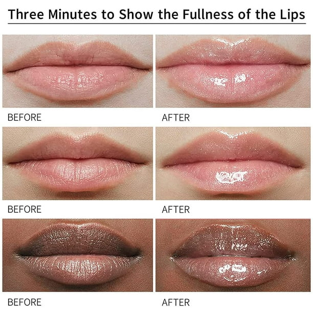 Lip Plumper Lip Gloss Lip Care Set, 2Pcs Derol Lip Plumper Set Day and Night  for Lip Fuller Moisturizing & Reduce Fine Lines 