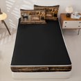 thumbnail image 4 of Castle Fairy Jungle Animal Beer Zipper Twin Comforter Sets with Fitted Sheet and 2 Pillowcases,Rustic Cabin Wildlife Zipper Bedding Set,Natural Brown Black,Black Reversible,4-Piece, 4 of 6