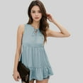 thumbnail image 4 of Women's Sleeveless Babydoll Top with Lace-Up Neckline - Small, Light Blue, 4 of 5