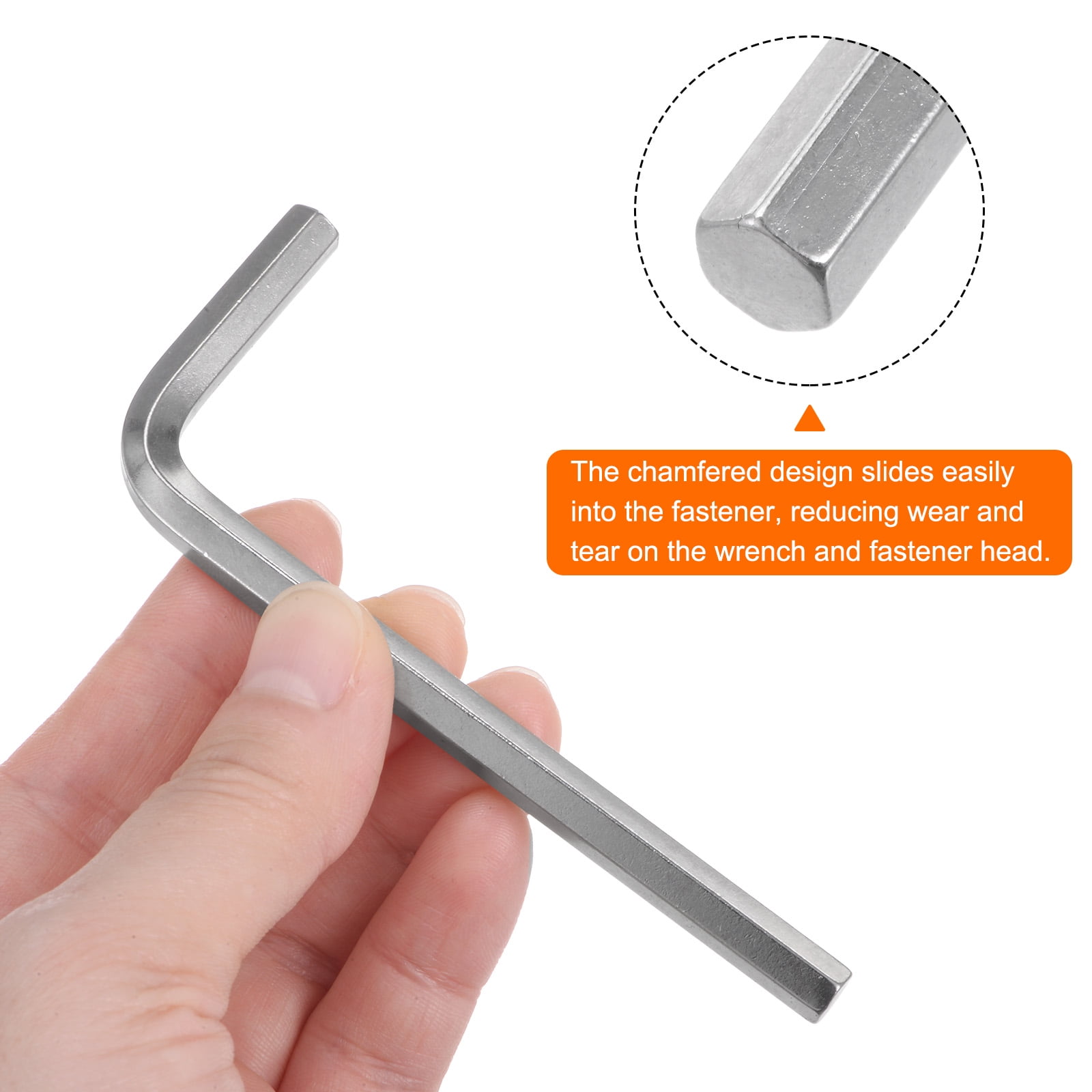 Uxcell 20pcs Hex Key Wrench 6mm L-Shape Hexagon Metric Wrenches Chrome Vanadium Steel Repairing Tool, Silver Tone