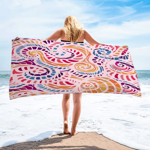 Microfiber Beach Towel Super Colorful Bath Towel Sandproof Beach Blanket Multi-Purpose Towel For Travel Swimming Pool 30x60 Inch