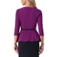 thumbnail image 3 of INSPIRAR CHIC Blusas Peplum para Mujeres de Manga 3/4 con Cinturón Elegante para Trabajo L Púrpura, 3 of 6