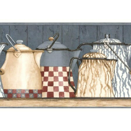 879153 Kitchen Shelf Coffee Pots Wallpaper Border - Walmart.com