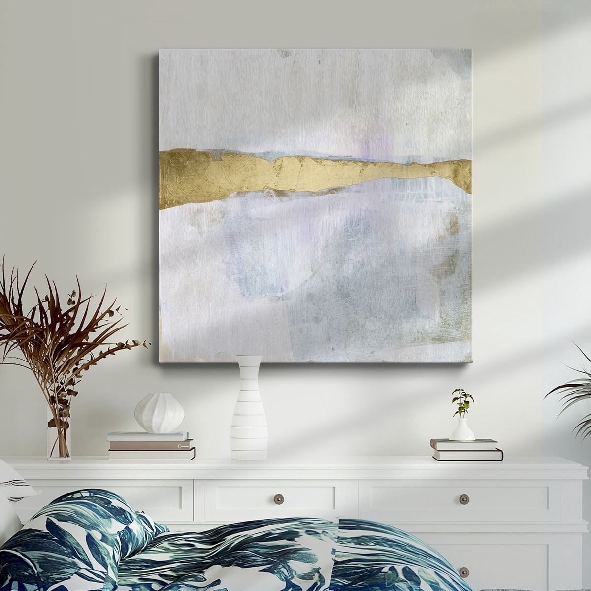 Wexford Home Gold Ribbon Horizon I-Premium Gallery Wrapped Canvas, 40" x 40" - Ready to Hang