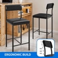 thumbnail image 4 of Dextrus Bar Stools Set of 2, PU Upholstered Breakfast Bar Stools Kitchen Barstools, Dining Room Chairs, Black, 4 of 9