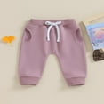thumbnail image 2 of Baby Girls Pants Solid Color Elastic Waist Soft Toddler Trousers, 2 of 8