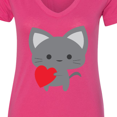 thumbnail image 4 of Inktastic Heart Cat Women's V-Neck T-Shirt, 4 of 5