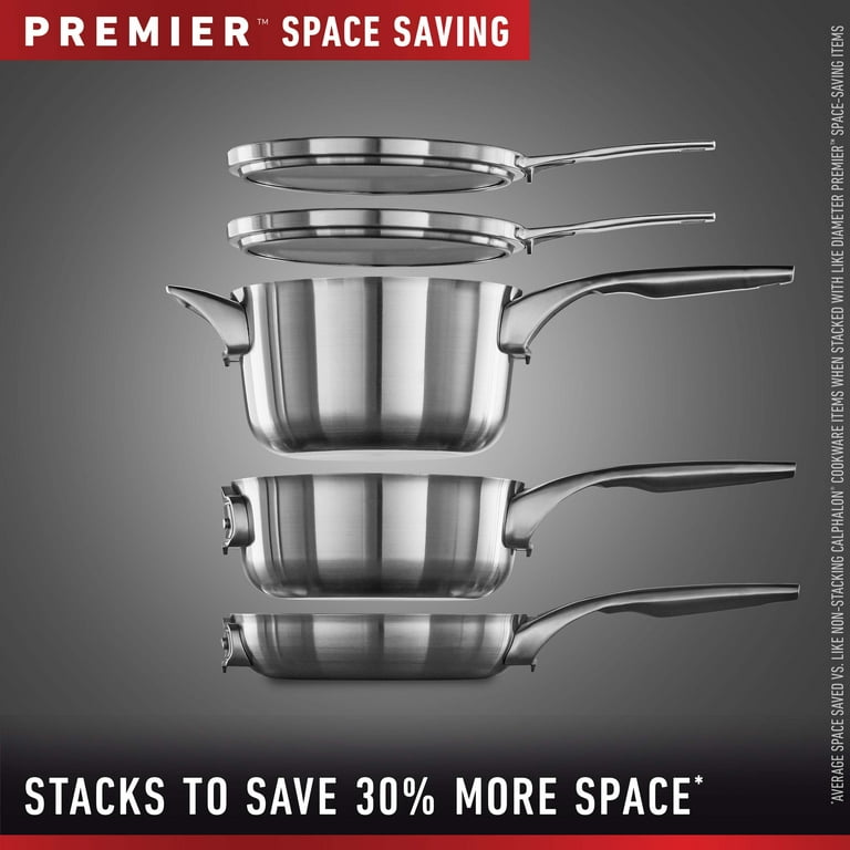 Calphalon Premier 10pc Stainless Steel Space Saving Cookware Set