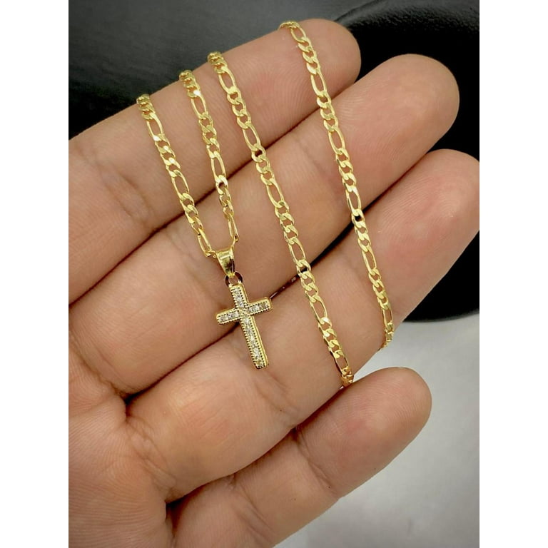 Figaro Chain With Cross Boys Cross Necklace Gold Cross Necklace