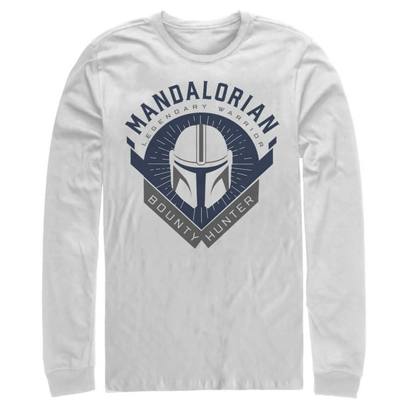 Men's Star Wars: The Mandalorian Warrior Emblem  Long Sleeve Shirt White Medium