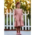 thumbnail image 6 of Oudiya Girls Casual Fall Dress Long Sleeve A-line Ruffled Button Corduroy Elegant Dress for Kids 5-14Y, 6 of 7
