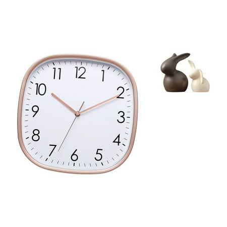 3 Piece Wall Clock Ceramic Statue Figurines Quiet Sweep Movement for Home Office Living Room Decor