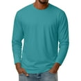 thumbnail image 2 of Crew Neck T Shirts for Men Long Sleeve Lightweight Casual Base Tops Solid Color Slim Fit Athletic Workout Undershirt S Polyester, 2 of 3
