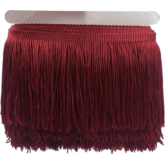 YYCRAFT 10 Yards 6 Inch Wide Tassel Curtain Fringe Trim by The Yard for DIY Sewing Crafts Clothing Curtains Decoration-Burgundy