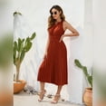 thumbnail image 5 of IWEMEK Dresses for Women Boho Outdoor Halterneck Sundress Cocktail Long Flowy Dress Tangerine Sleeveless Brunch Clothing, 5 of 7
