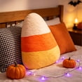 thumbnail image 6 of Candy Corn Shaped Plush Throw Pillow, Three-Tone Halloween Stuffed Cushion, Fall Harvest Decorative Candy Corn Pillow, for Sofa, Bedroom, Holiday, Party Decor, 40x25cm, 6 of 6