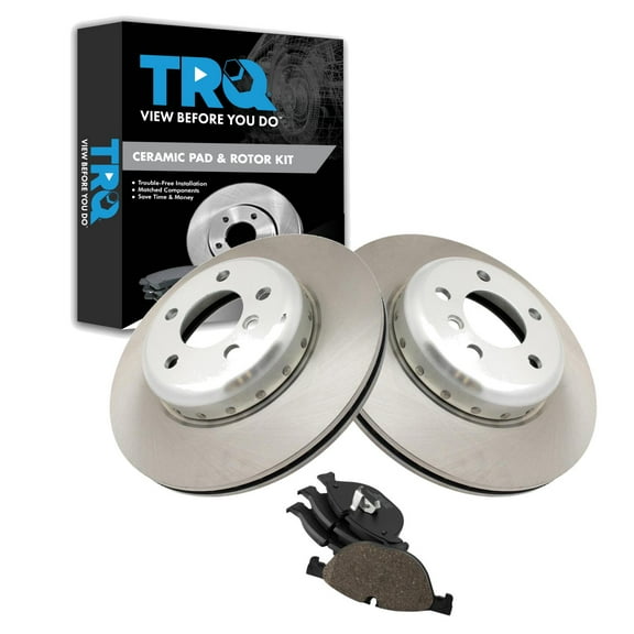 TRQ Front Brake Pad & Rotor Kit Brake Pads Brake Rotor Ceramic Fits Select 2012-2013 BMW 528i 528i xDrive